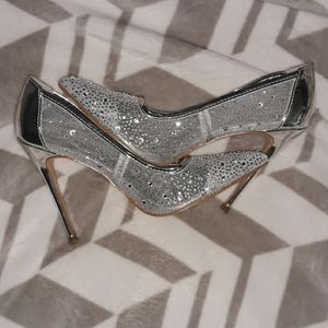 Windsor Silver Rhinestone Heels